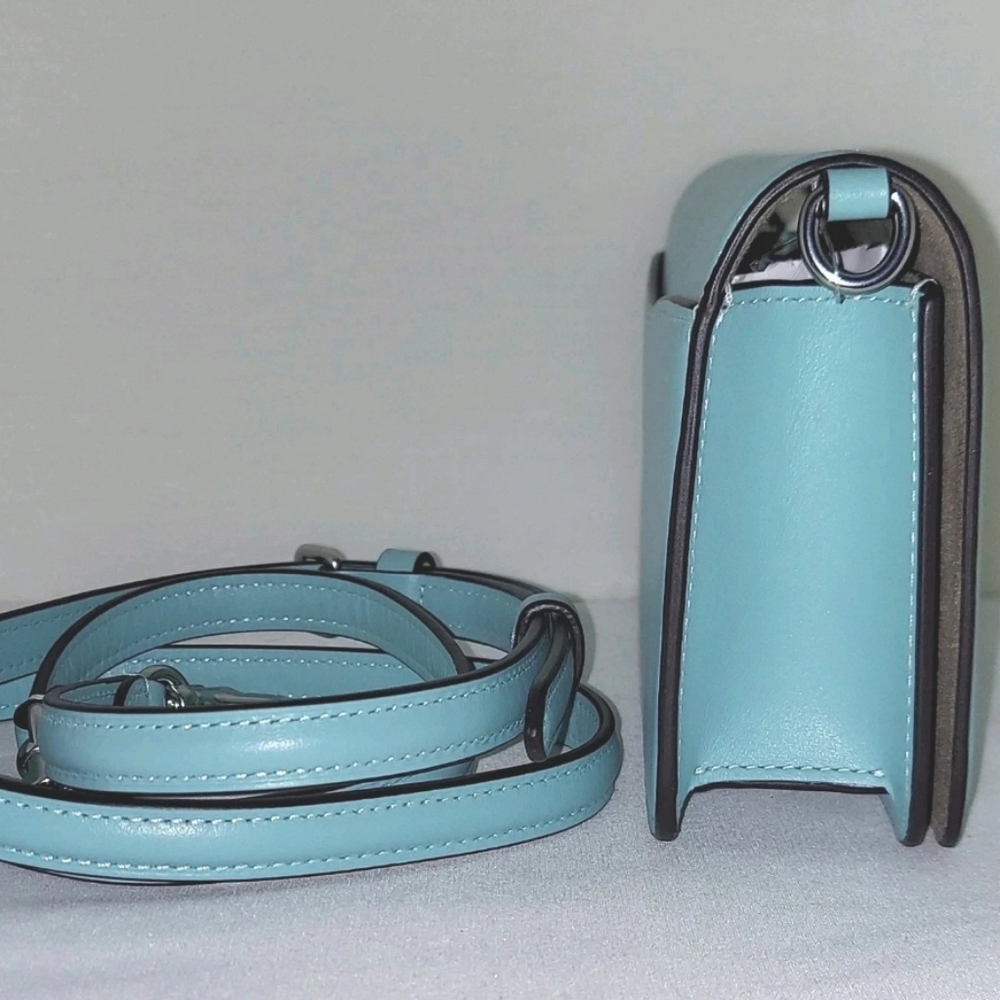 Coach Toni Smooth Leather Crossbody Shoulder Clutch Blue Silver Hardware CT778 - Picture 6 of 15